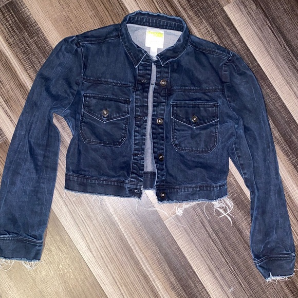Charlotte Russe Dark Blue Cropped Denim Jacket - Picture 7 of 8
